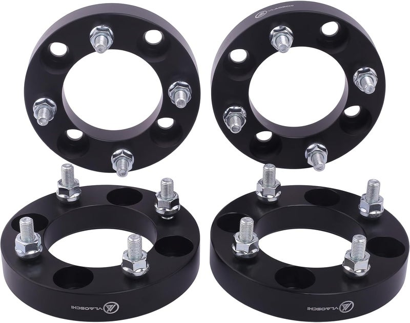 VLAOSCHI Black Forged 4x4 Wheel Spacers 1 Inch with M12x1.25 Studs Compatible with Yamaha Golf Cart (4x101.6 Bolt Pattern 68.5mm Center Bore) - Pack of 4 - Image 1
